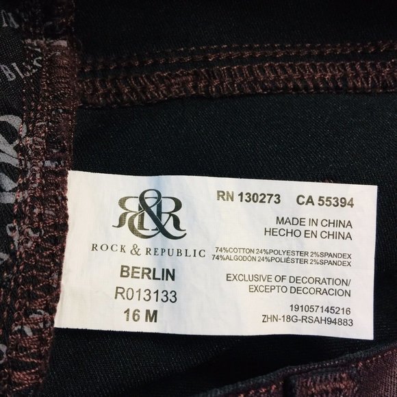 Rock & Republic‎ Berlin Skinny Slim Jeans Purple Coated 16 16M - Picture 4 of 9